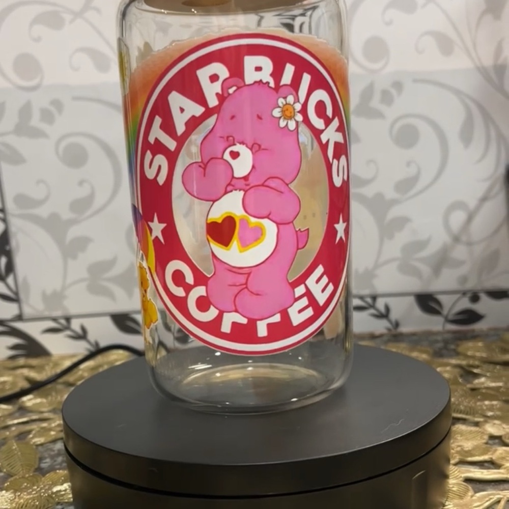 Starbucks Care Bear Glass Tumbler